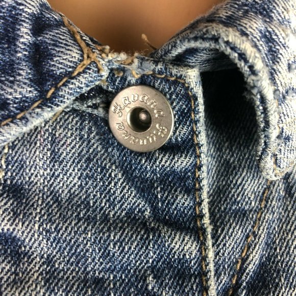 Vintage Havanna Distressed Sleeveless Denim Vest Jacket Style Hood Size S - Picture 7 of 10